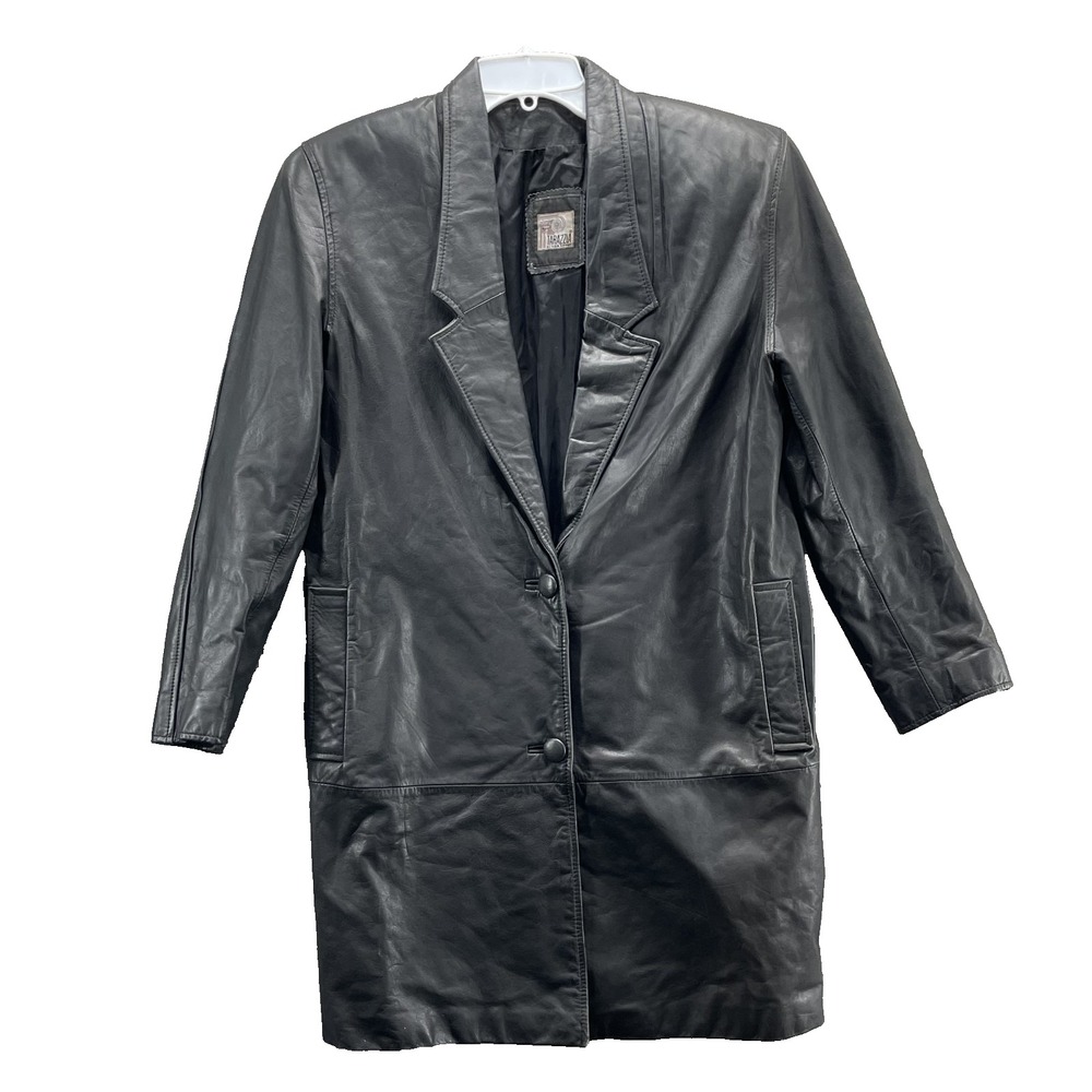 VTG Tarazzia 100% Leather Jacket Women's‎ Medium Biker Coat Blazer Chic Corpcore
